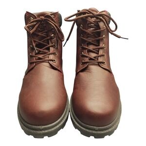 Parish Combat Boots Mens US Size 9.5 Burgundy Black Synthetic Waterproof Lace Up